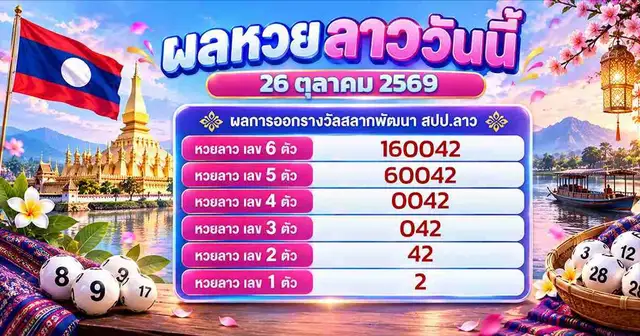 ผลการออกรางวัลหวยลาวพัฒนาวันที่ 26 ตุลาคม 2569